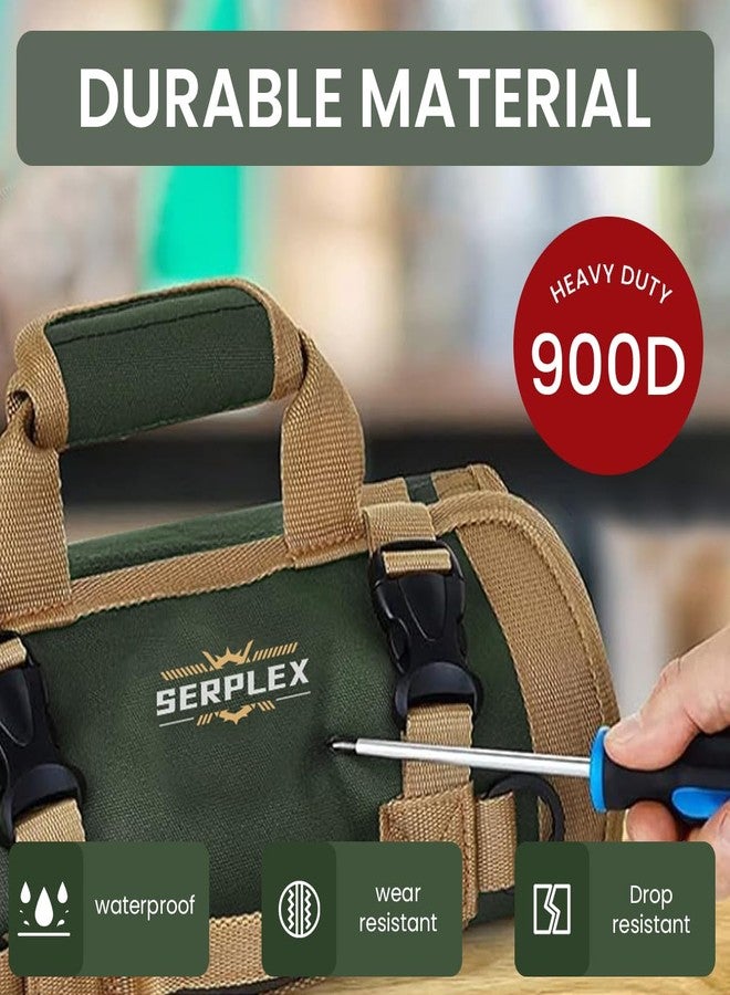 Serplex® 900D Tool Bag Portable Roll Up Tool Bag with Handle & Shoulder Strap Multi Compartment Tools with Detachable Zipper Pouch,Multi-Purpose Organizer for Technicians/Mechanics(No Tools) - Image 3
